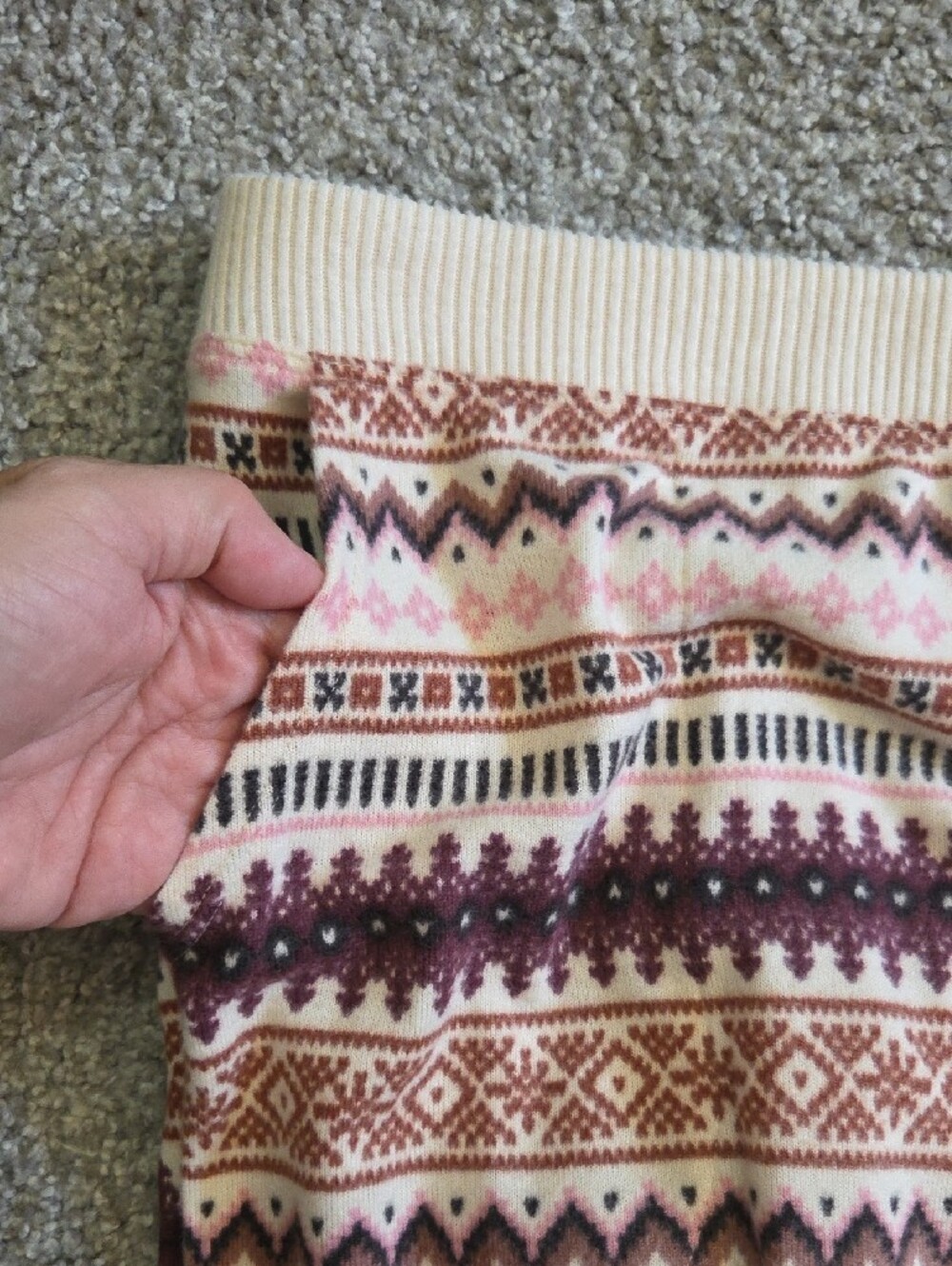 Cuddl Duds NWT Cream Fair Isle Crewneck PJ Set with Pink & Brown Accents XXL - Picture 10 of 15